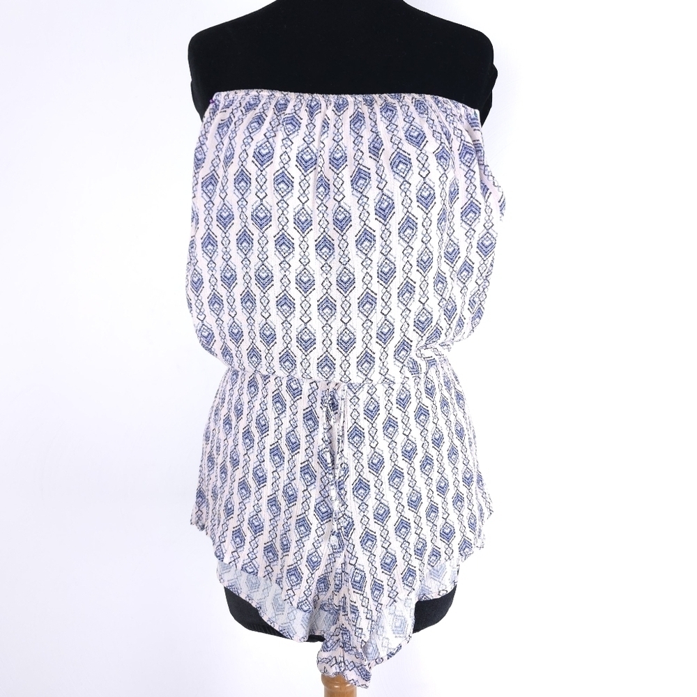 Eberjey Romper in Strapless Silhouette elastic top hem/ drawstring waist S/M